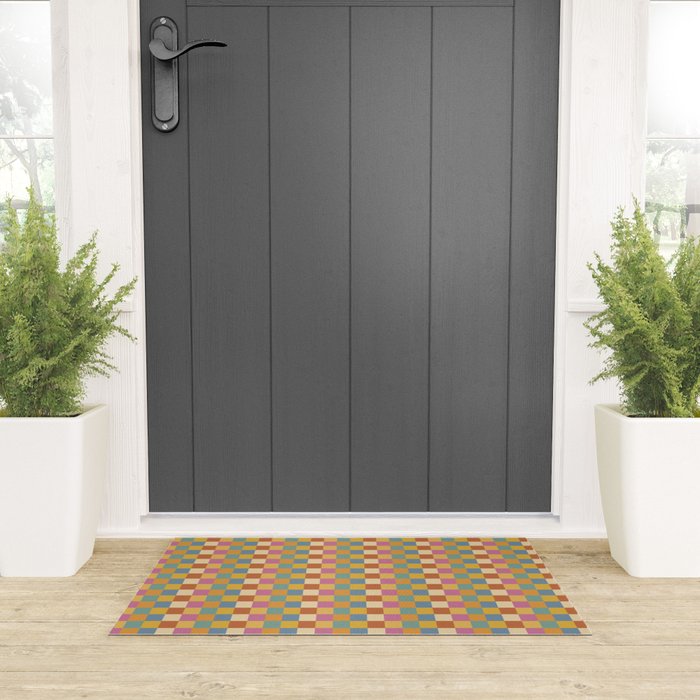Checkered Multicolor Pattern XXXVII Colorful Summer Welcome Mat Gallery Image 3