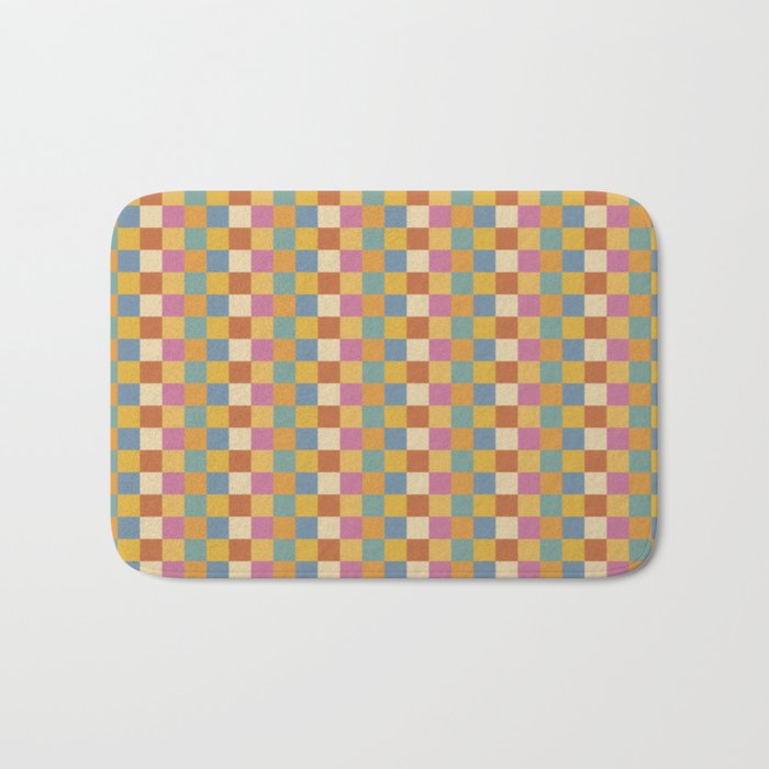 Checkered Multicolor Pattern XXXVII Colorful Summer Bath Mat Gallery Image 1