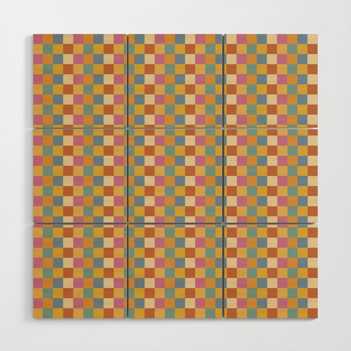 Checkered Multicolor Pattern XXXVII Colorful Summer Wood Wall Art Gallery Image 1