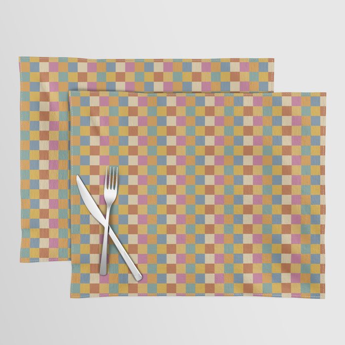 Checkered Multicolor Pattern XXXVII Colorful Summer Placemat Gallery Image 1