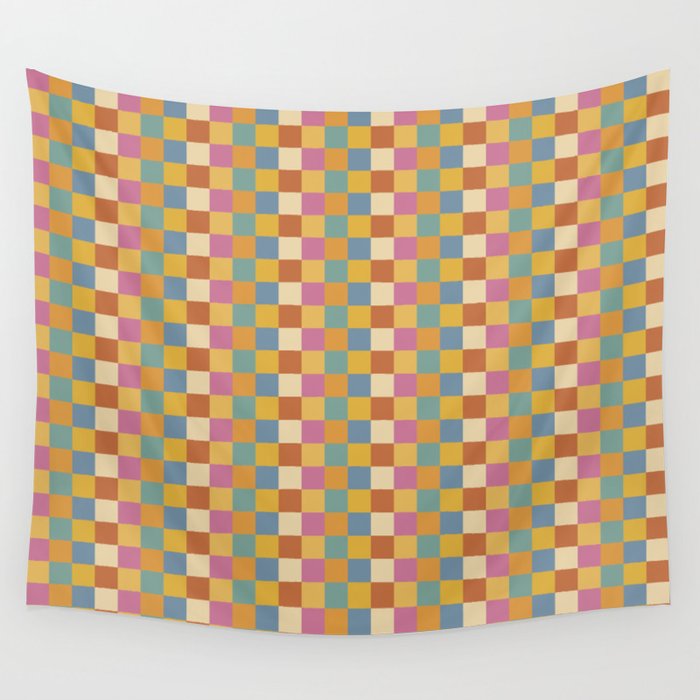 Checkered Multicolor Pattern XXXVII Colorful Summer Wall Tapestry Gallery Image 4
