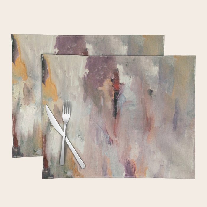 Gentle Beauty [2] - an elegant acrylic piece in deep purple, red, gold, and white Placemat Gallery Image 1