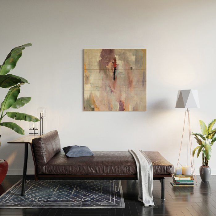 Gentle Beauty [2] - an elegant acrylic piece in deep purple, red, gold, and white Wood Wall Art Gallery Image 2