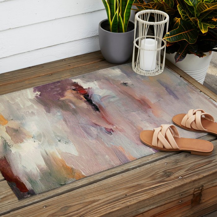 Gentle Beauty [2] - an elegant acrylic piece in deep purple, red, gold, and white Outdoor Rug Gallery Image 2