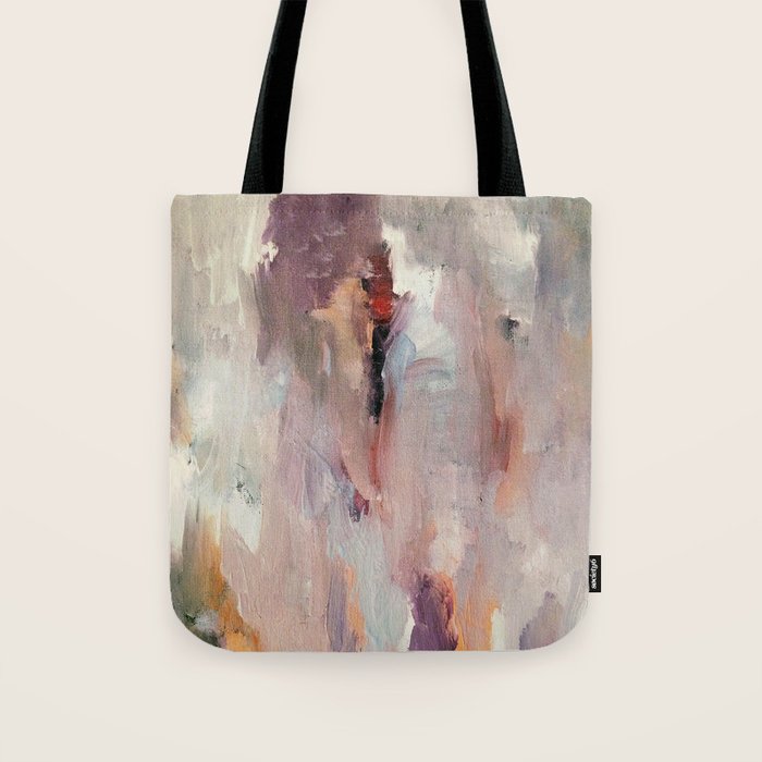 Gentle Beauty [2] - an elegant acrylic piece in deep purple, red, gold, and white Tote Bag Gallery Image 1