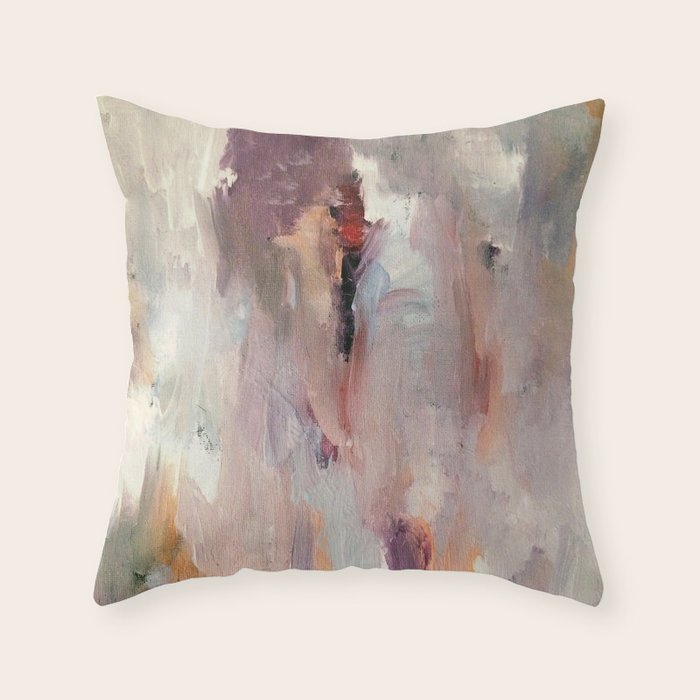 Gentle Beauty [2] - an elegant acrylic piece in deep purple, red, gold, and white Throw Pillow Gallery Image 6