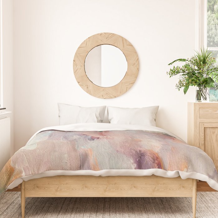Gentle Beauty [2] - an elegant acrylic piece in deep purple, red, gold, and white Duvet Cover Gallery Image 3