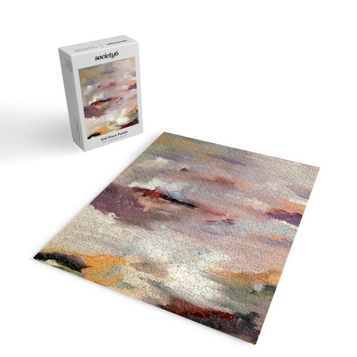 Gentle Beauty [2] - an elegant acrylic piece in deep purple, red, gold, and white Jigsaw Puzzle Gallery Image 2