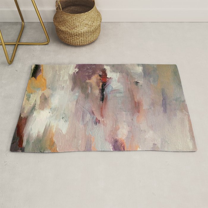 Gentle Beauty [2] - an elegant acrylic piece in deep purple, red, gold, and white Rug Gallery Image 1