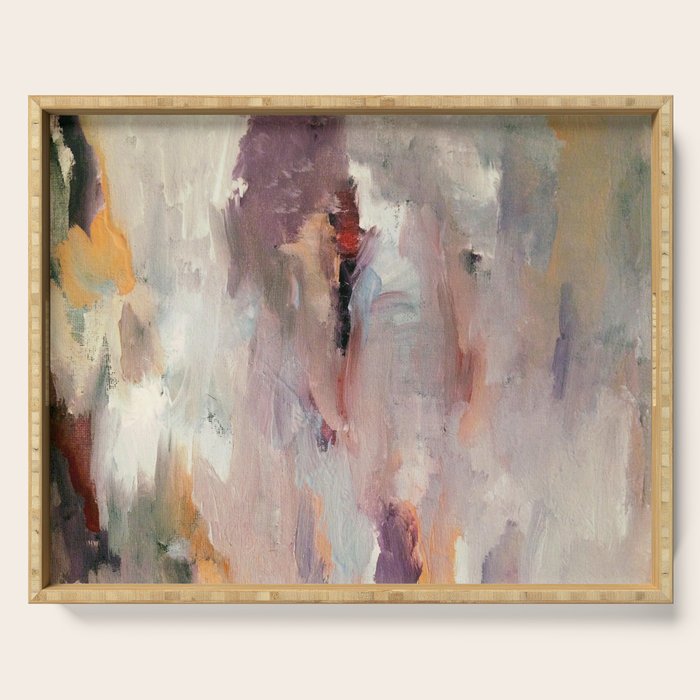 Gentle Beauty [2] - an elegant acrylic piece in deep purple, red, gold, and white Serving Tray Gallery Image 1