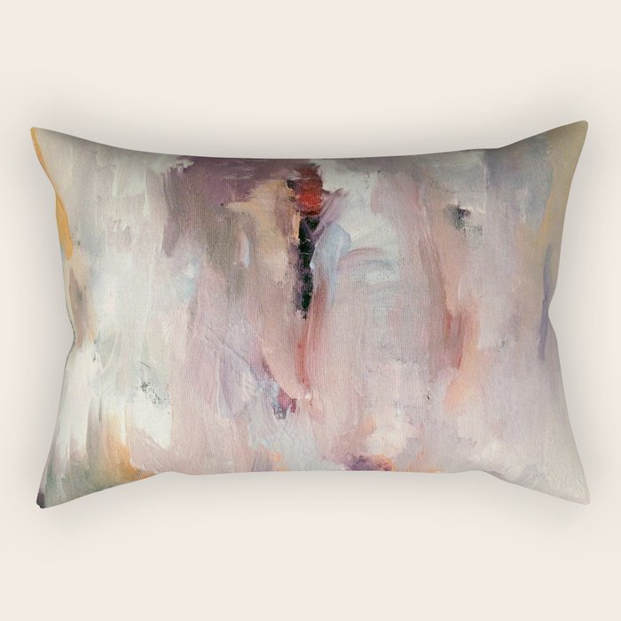 Gentle Beauty [2] - an elegant acrylic piece in deep purple, red, gold, and white Rectangular Pillow Gallery Image 1