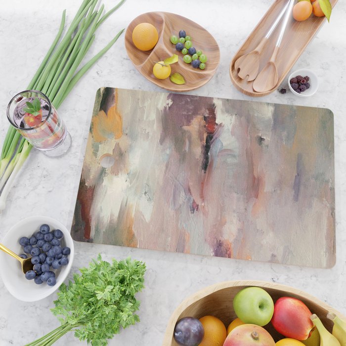 Gentle Beauty [2] - an elegant acrylic piece in deep purple, red, gold, and white Cutting Board Gallery Image 2