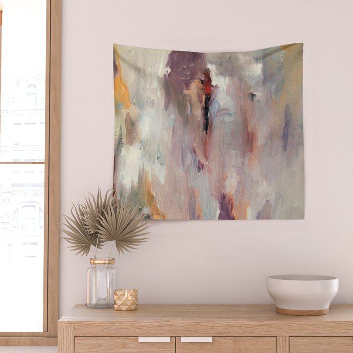 Gentle Beauty [2] - an elegant acrylic piece in deep purple, red, gold, and white Wall Tapestry Gallery Image 2