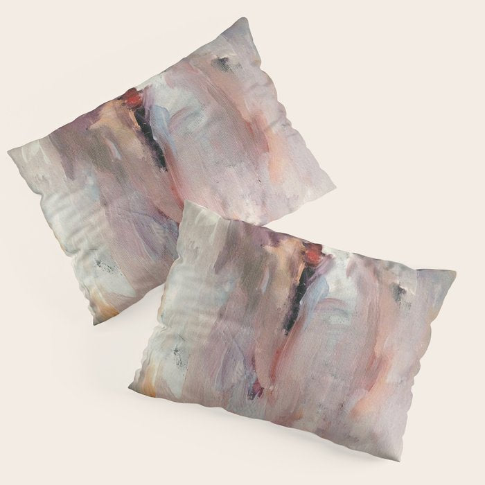 Gentle Beauty [2] - an elegant acrylic piece in deep purple, red, gold, and white Pillow Sham Gallery Image 3