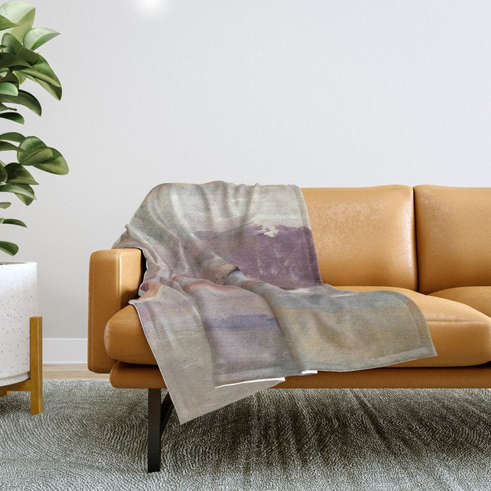Gentle Beauty [2] - an elegant acrylic piece in deep purple, red, gold, and white Throw Blanket Gallery Image 1