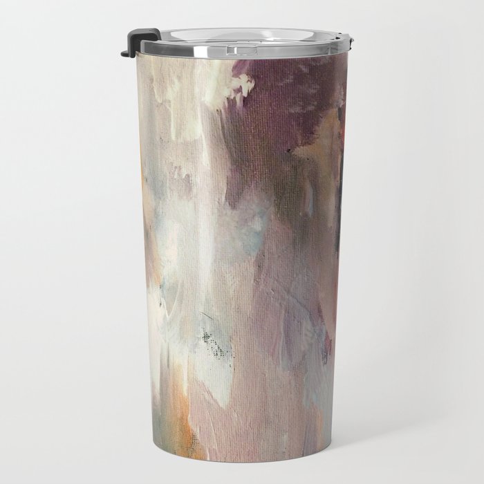 Gentle Beauty [2] - an elegant acrylic piece in deep purple, red, gold, and white Travel Mug Gallery Image 3