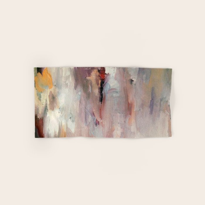 Gentle Beauty [2] - an elegant acrylic piece in deep purple, red, gold, and white Bath Towel Gallery Image 1