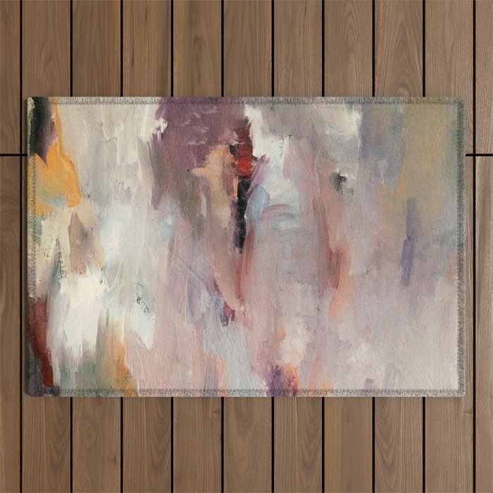 Gentle Beauty [2] - an elegant acrylic piece in deep purple, red, gold, and white Outdoor Rug Gallery Image 1
