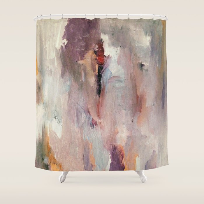 Gentle Beauty [2] - an elegant acrylic piece in deep purple, red, gold, and white Shower Curtain Gallery Image 1