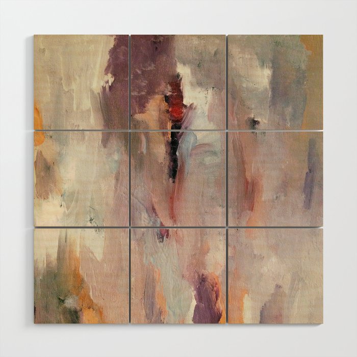 Gentle Beauty [2] - an elegant acrylic piece in deep purple, red, gold, and white Wood Wall Art Gallery Image 1