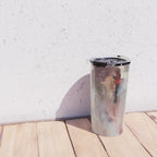 Gentle Beauty [2] - an elegant acrylic piece in deep purple, red, gold, and white Travel Mug Gallery Image 4