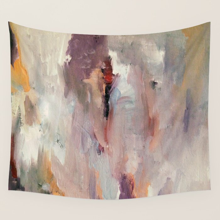 Gentle Beauty [2] - an elegant acrylic piece in deep purple, red, gold, and white Wall Tapestry Gallery Image 4