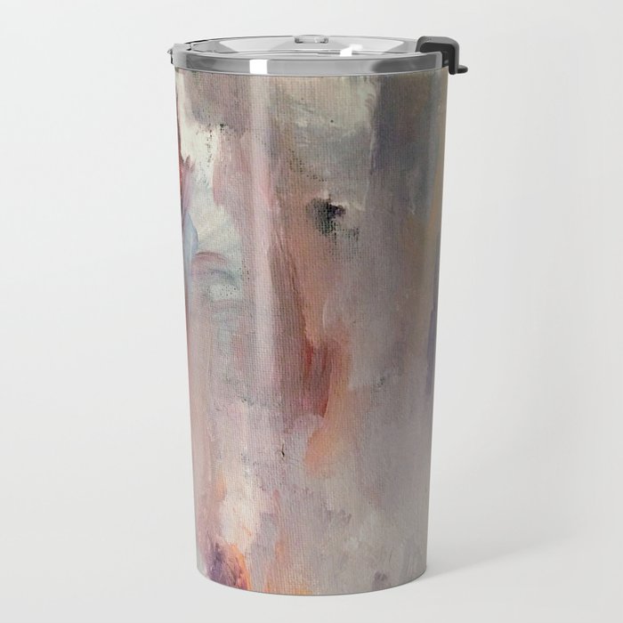 Gentle Beauty [2] - an elegant acrylic piece in deep purple, red, gold, and white Travel Mug Gallery Image 2