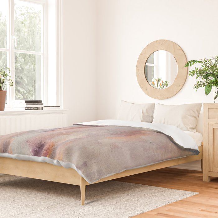 Gentle Beauty [2] - an elegant acrylic piece in deep purple, red, gold, and white Duvet Cover Gallery Image 2
