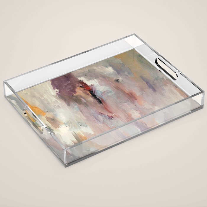 Gentle Beauty [2] - an elegant acrylic piece in deep purple, red, gold, and white Acrylic Tray Gallery Image 1
