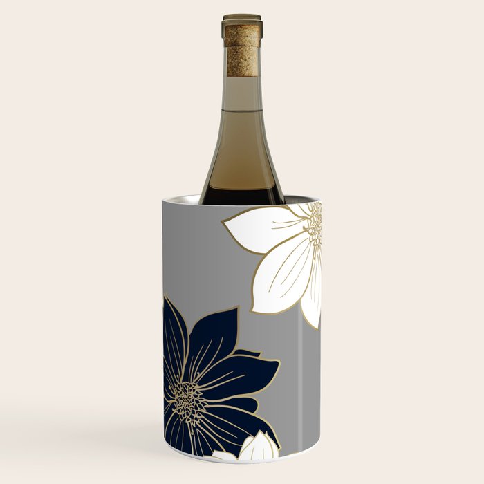 Floral Garden, White, Navy, Grey Wine Chiller Gallery Image 1