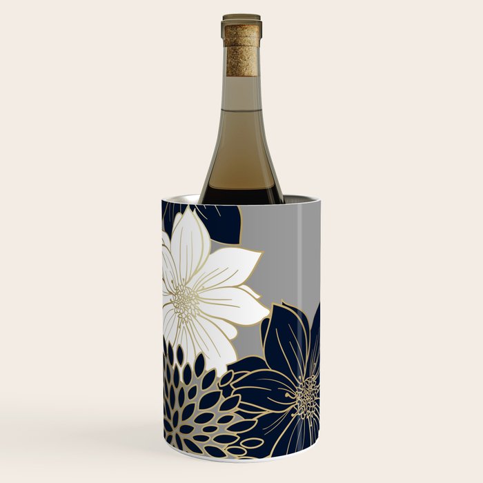 Floral Garden, White, Navy, Grey Wine Chiller Gallery Image 2