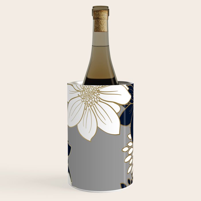 Floral Garden, White, Navy, Grey Wine Chiller Gallery Image 3