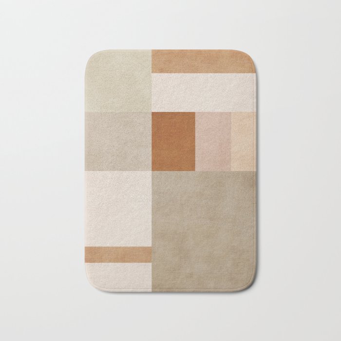 Neutral Tones Soft Colors Geometric Artwork Bath Mat Gallery Image 1