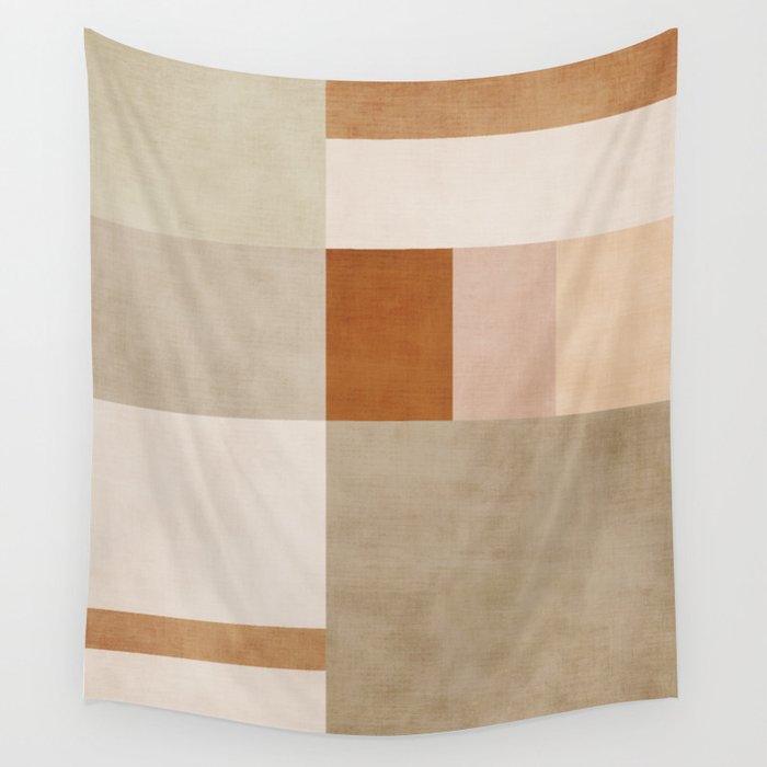 Neutral Tones Soft Colors Geometric Artwork Wall Tapestry Gallery Image 4
