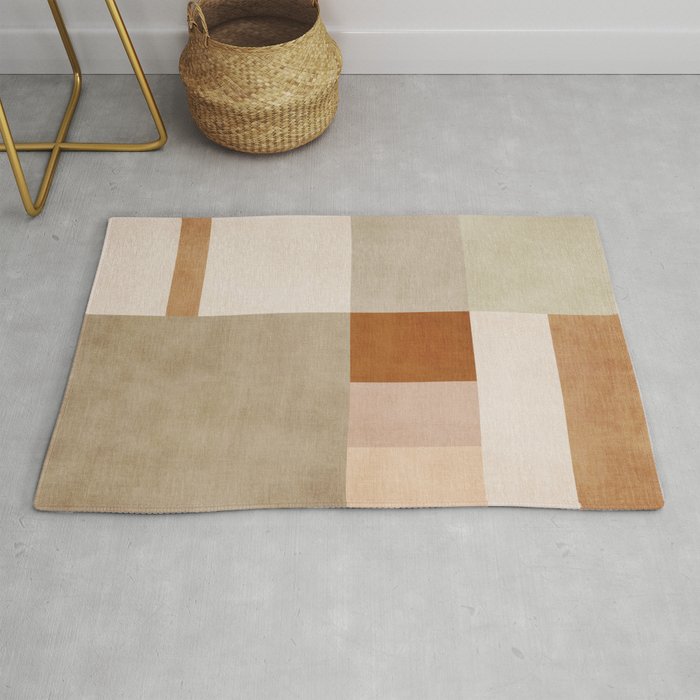 Neutral Tones Soft Colors Geometric Artwork Rug Gallery Image 1