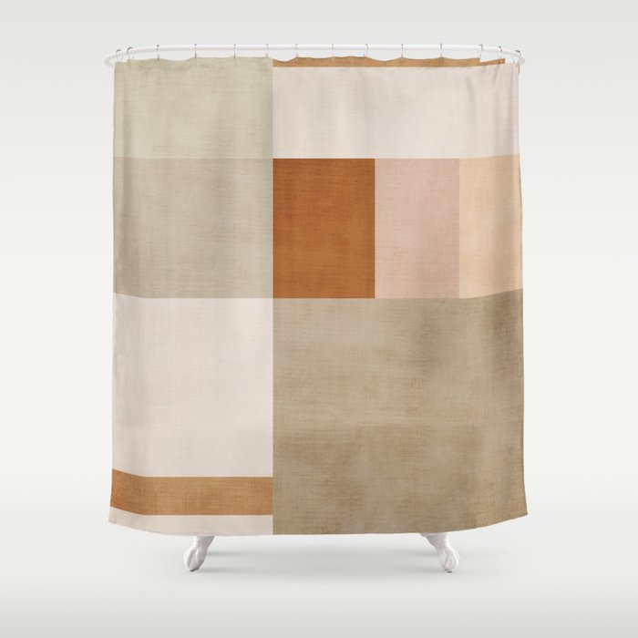 Neutral Tones Soft Colors Geometric Artwork Shower Curtain Gallery Image 1