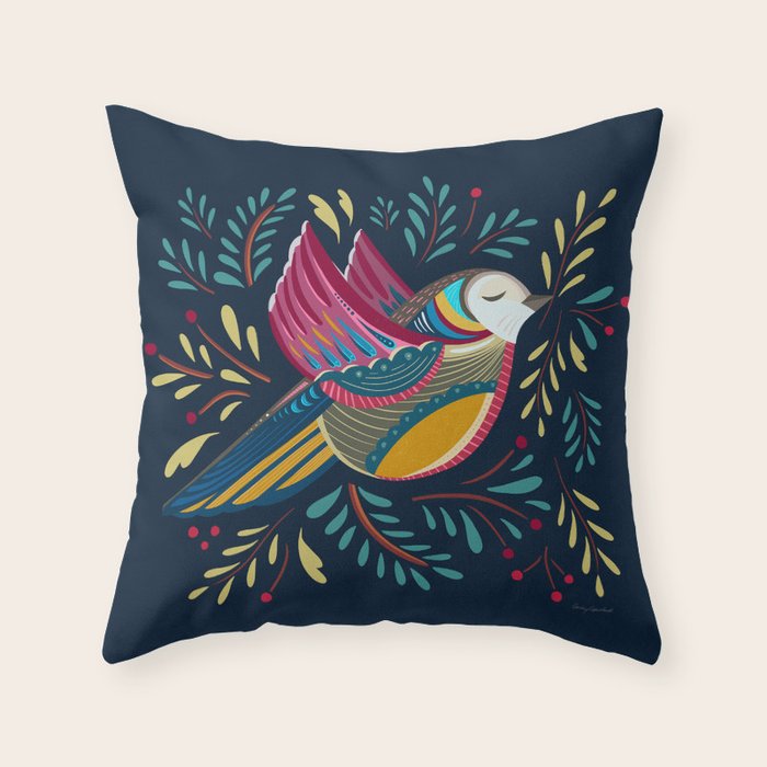 Peace Bird | Navy Throw Pillow Gallery Image 6