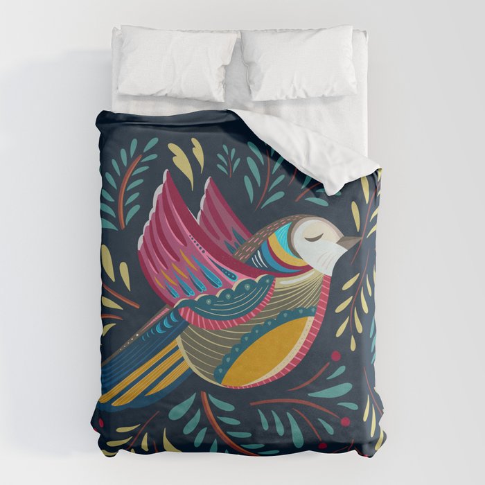Peace Bird | Navy Duvet Cover Gallery Image 6