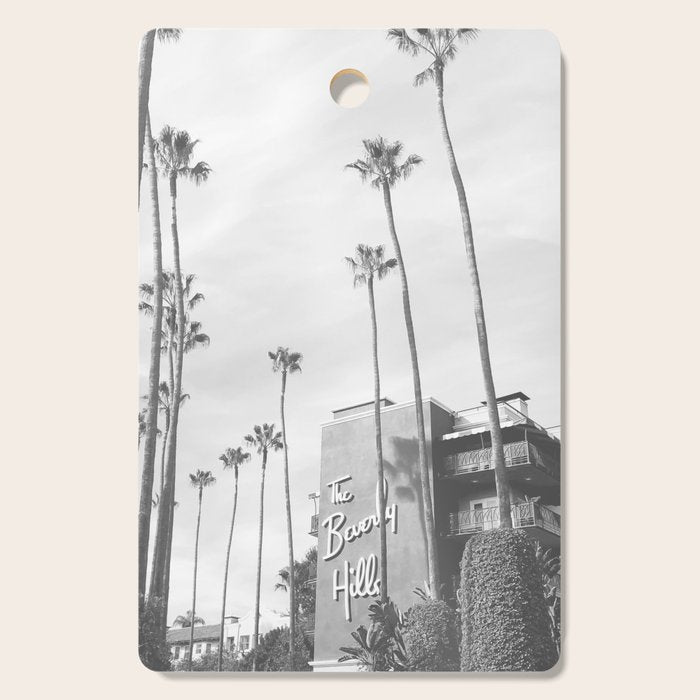 The Beverly Hills Hotel | California Travel Photography | Black and White Photo Print Cutting Board Gallery Image 1