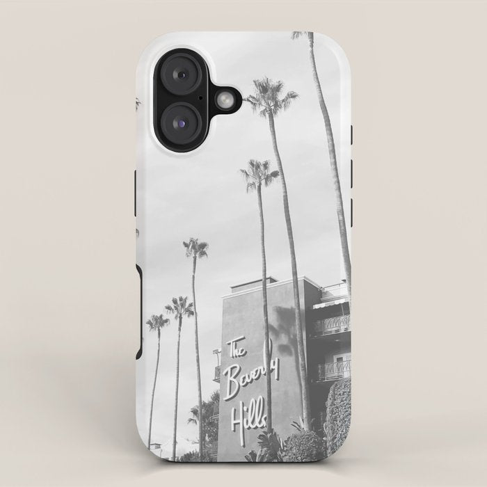 The Beverly Hills Hotel | California Travel Photography | Black and White Photo Print iPhone Case Gallery Image 1