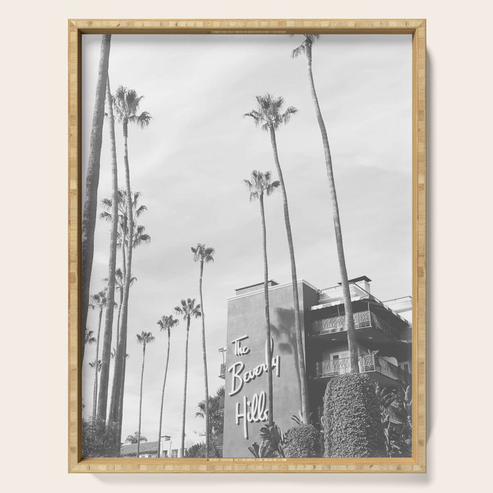 The Beverly Hills Hotel | California Travel Photography | Black and White Photo Print Serving Tray Gallery Image 1