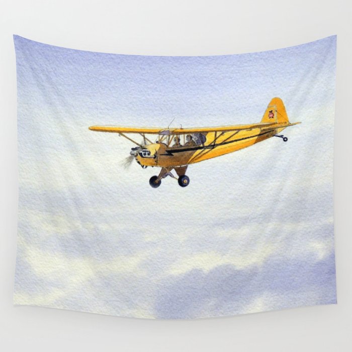 J-3 Piper Cub Aircraft Wall Tapestry Gallery Image 4