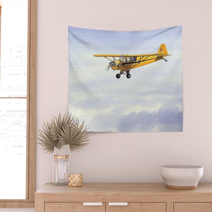 J-3 Piper Cub Aircraft Wall Tapestry Gallery Image 2