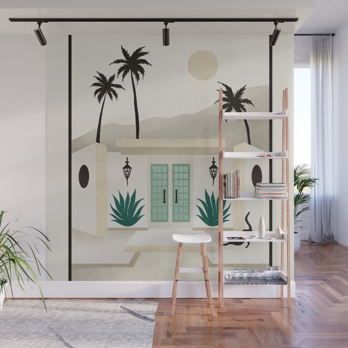 Palm Springs Home - Mint & Cream Wall Mural Gallery Image 1
