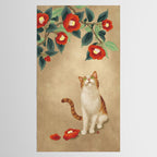 Cat and camellia flowers T1 Tablecloth Gallery Image 2