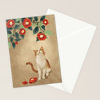 Cat and camellia flowers T1 Stationery Card Gallery Image 2