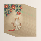 Cat and camellia flowers T1 Wrapping Paper Gallery Image 3