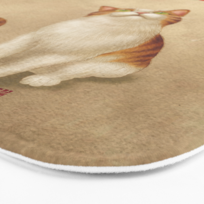 Cat and camellia flowers T1 Bath Mat Gallery Image 3