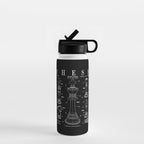 Chess King And Pieces Old Vintage Patent Drawing Print Water Bottle Gallery Image 1