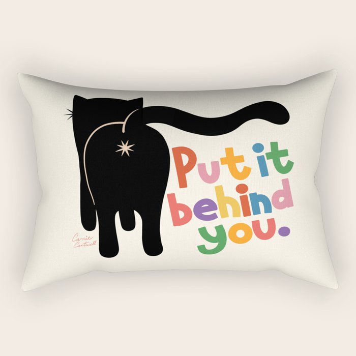 Put It Behind You - Funny Cat Butt Pun Rectangular Pillow Gallery Image 1